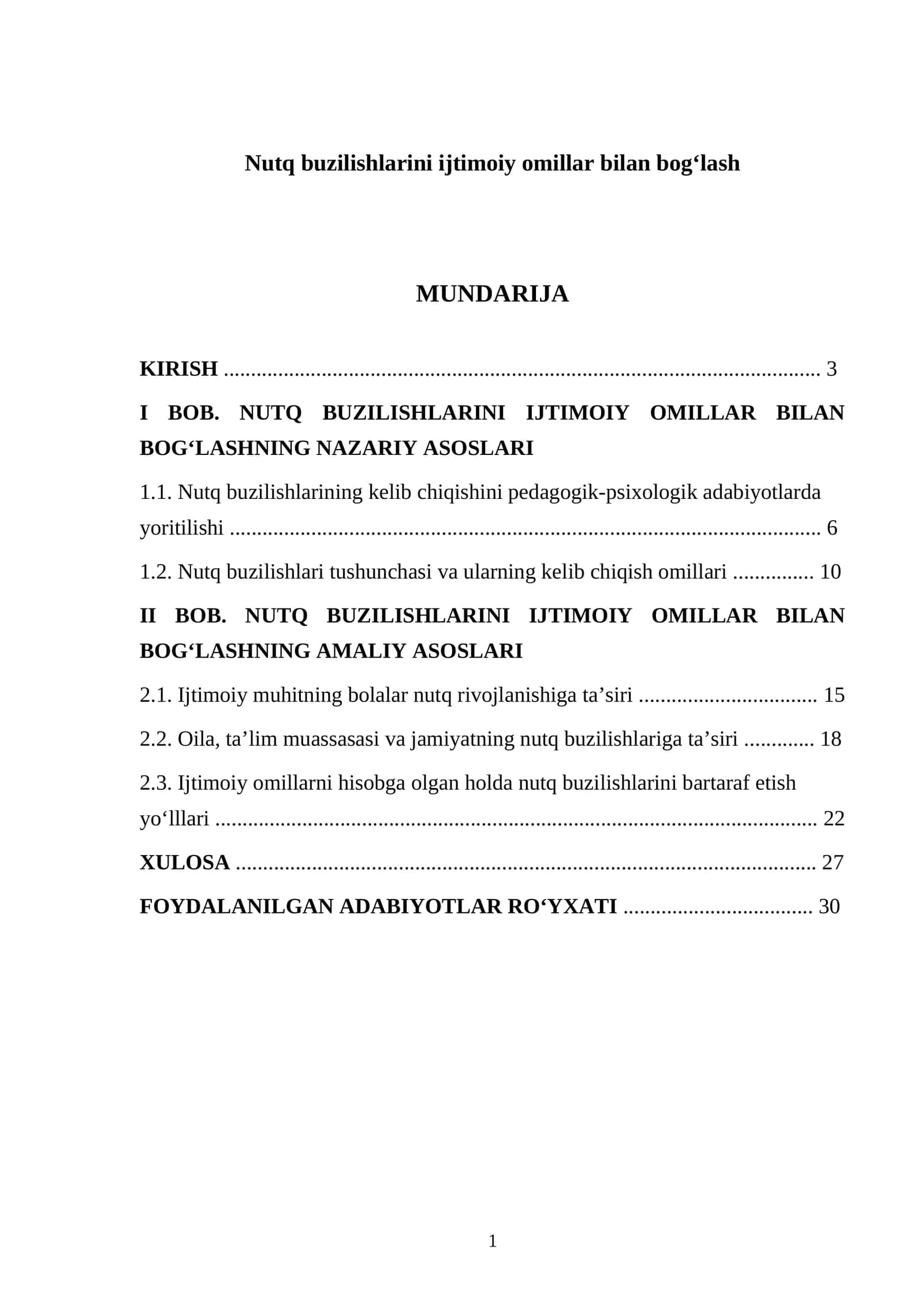 Nutq buzilishlarini ijtimoiy omillar bilan bogʻlash
