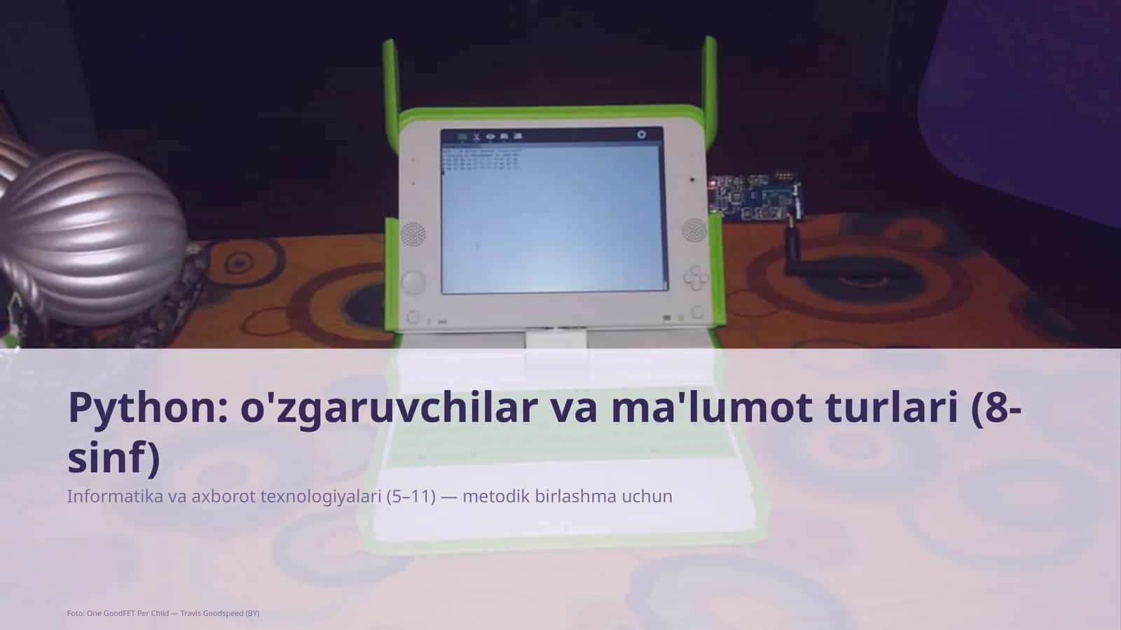 Python: o'zgaruvchilar va ma'lumot turlari (8-sinf)