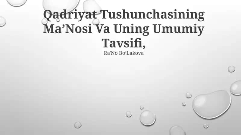 Qadriyat Tushunchasining Ma’Nosi Va Uning Umumiy Tavsifi