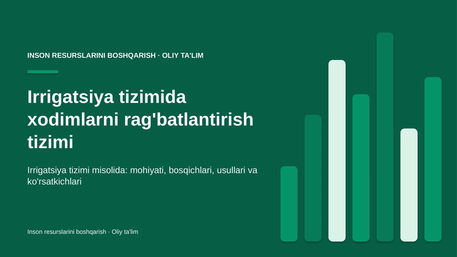 Irrigatsiya tizimida xodimlarni rag'batlantirish tizimi