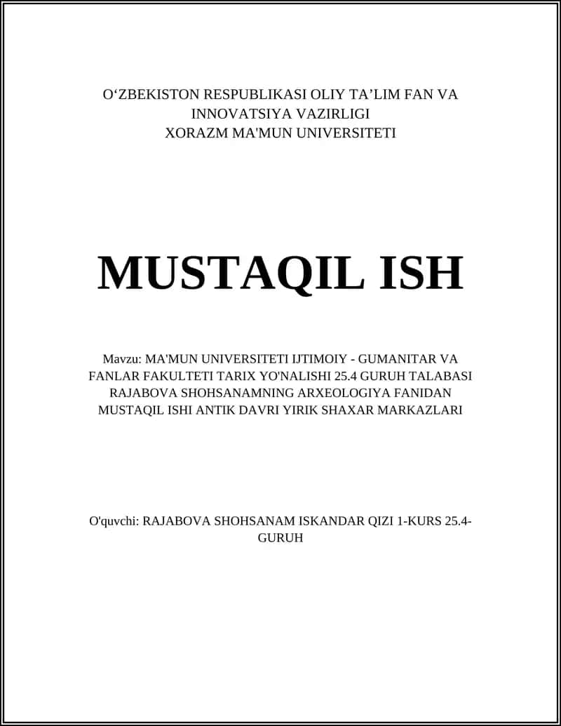 Antik davr yirik shahar markazlarining arxitektura rejalari va urbanistik tuzilishi