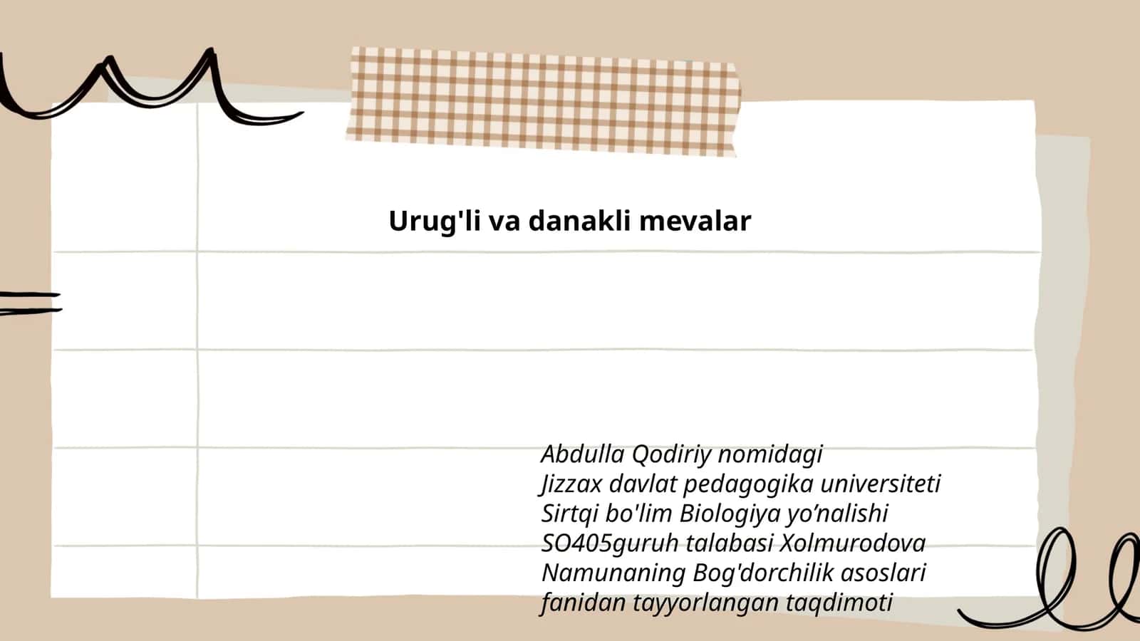 Urug'li va danakli mevalar taqdimoti