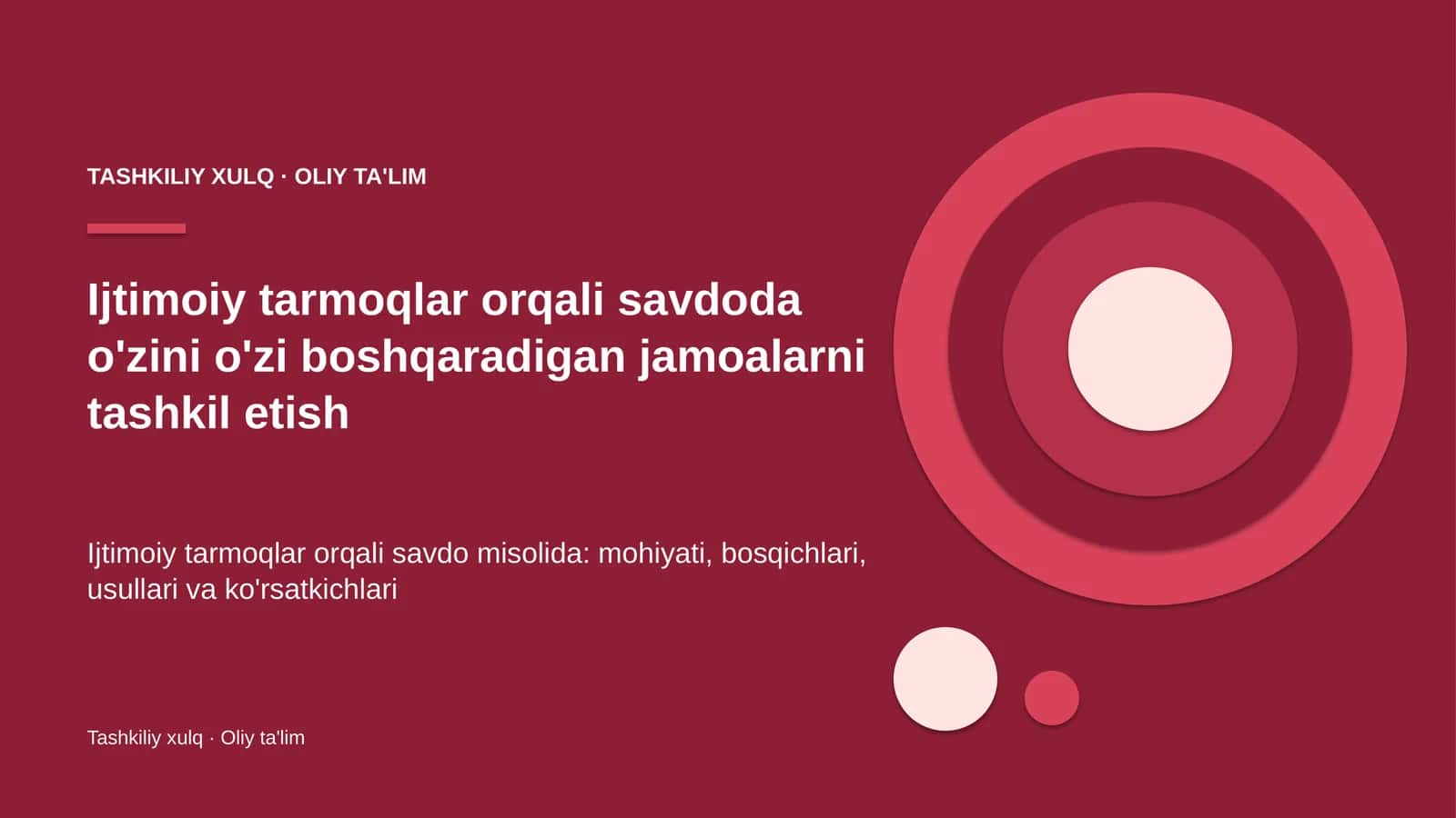 Ijtimoiy tarmoqlar orqali savdoda o'zini o'zi boshqaradigan jamoalarni tashkil etish