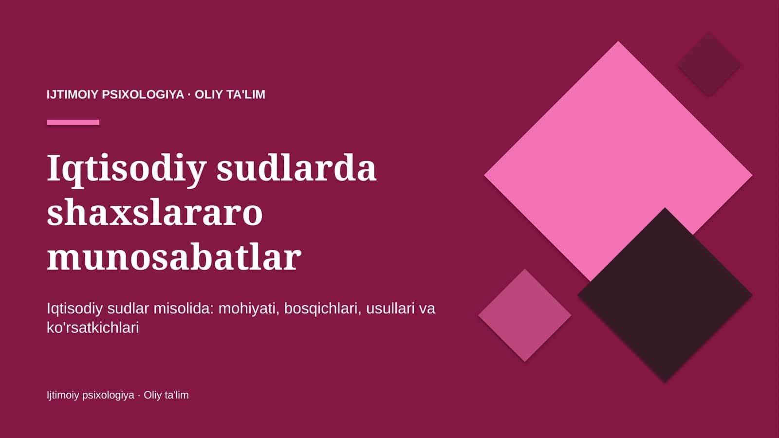 Iqtisodiy sudlarda shaxslararo munosabatlar