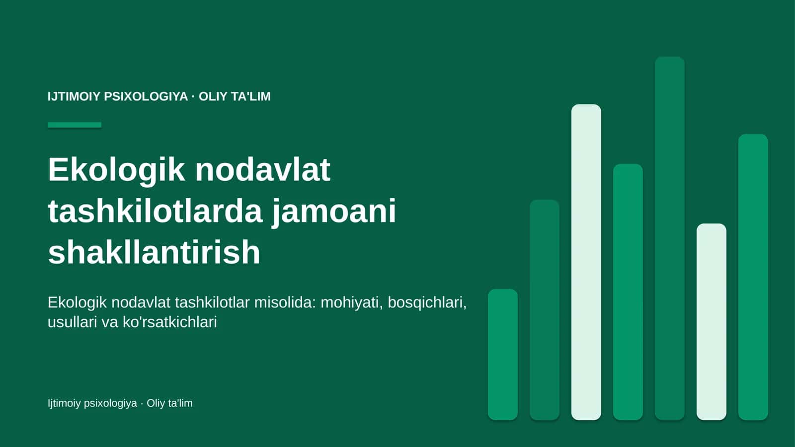 Ekologik nodavlat tashkilotlarda jamoani shakllantirish