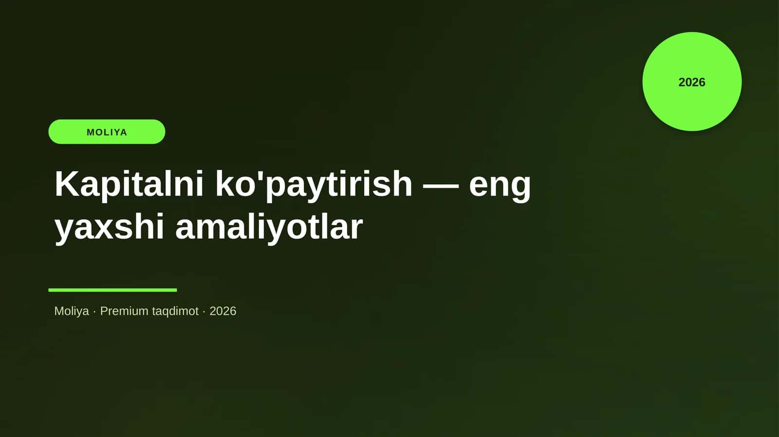 Kapitalni ko'paytirish — eng yaxshi amaliyotlar