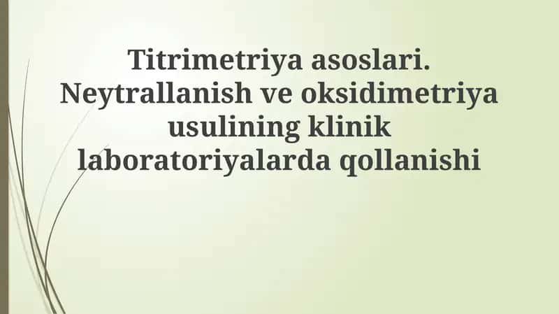 Titrimetriya asoslari