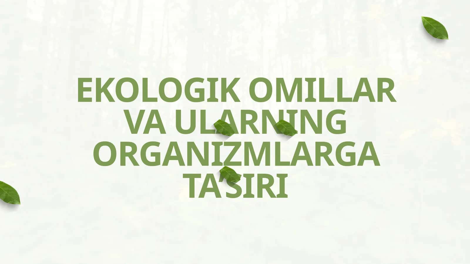 EKOLOGIK OMILLAR VA ULARNING ORGANIZMLARGA TA’SIRI