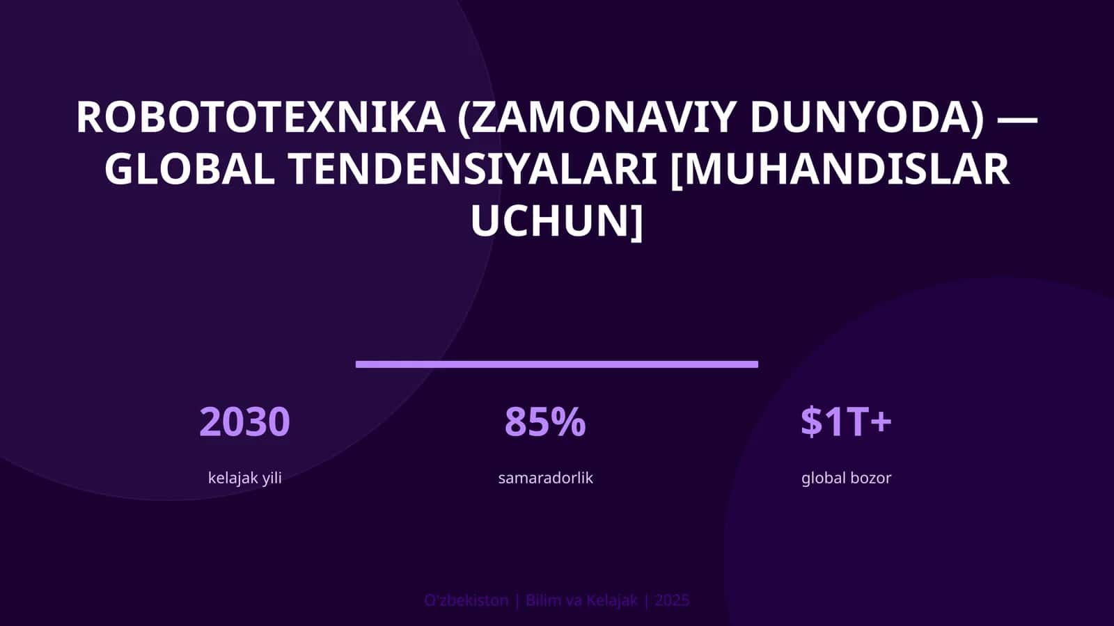 ROBOTOTEXNIKA (ZAMONAVIY DUNYODA) — GLOBAL TENDENSIYALARI [MUHANDISLAR UCHUN]