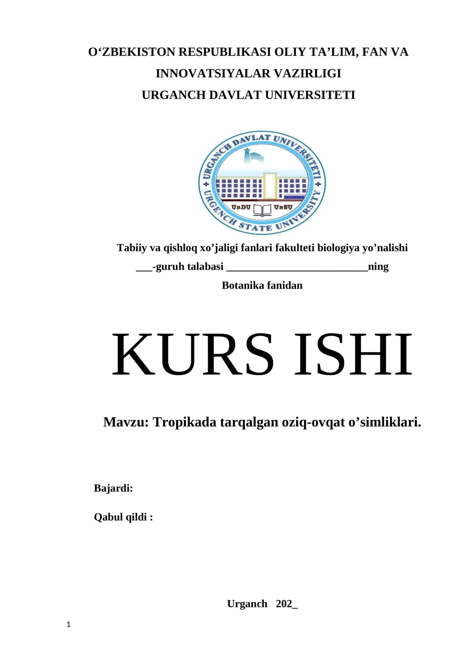 Tropikada tarqalgan oziq-ovqat o’simliklari