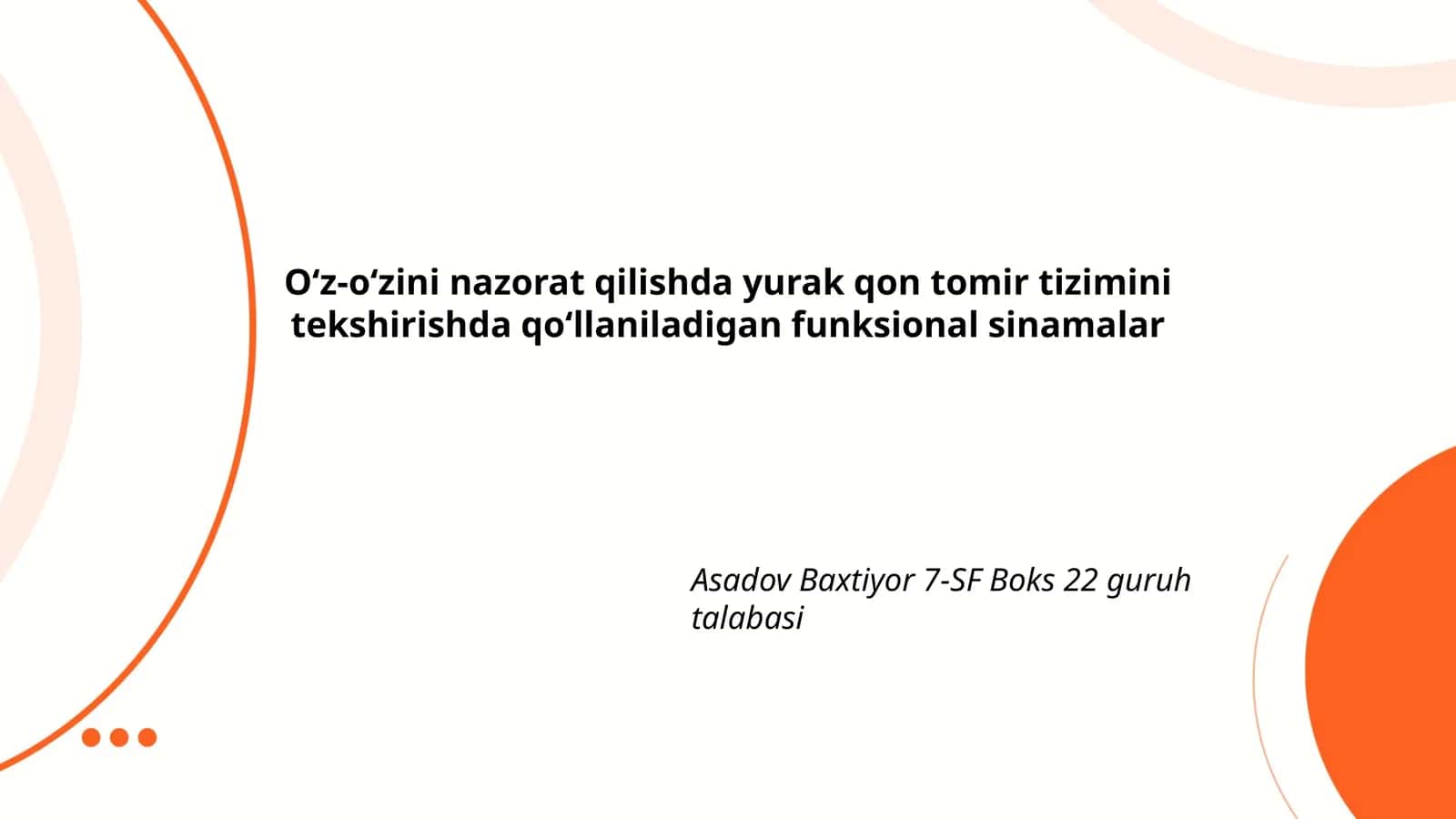 Yurak qon tomir tizimini tekshirish sinamalari