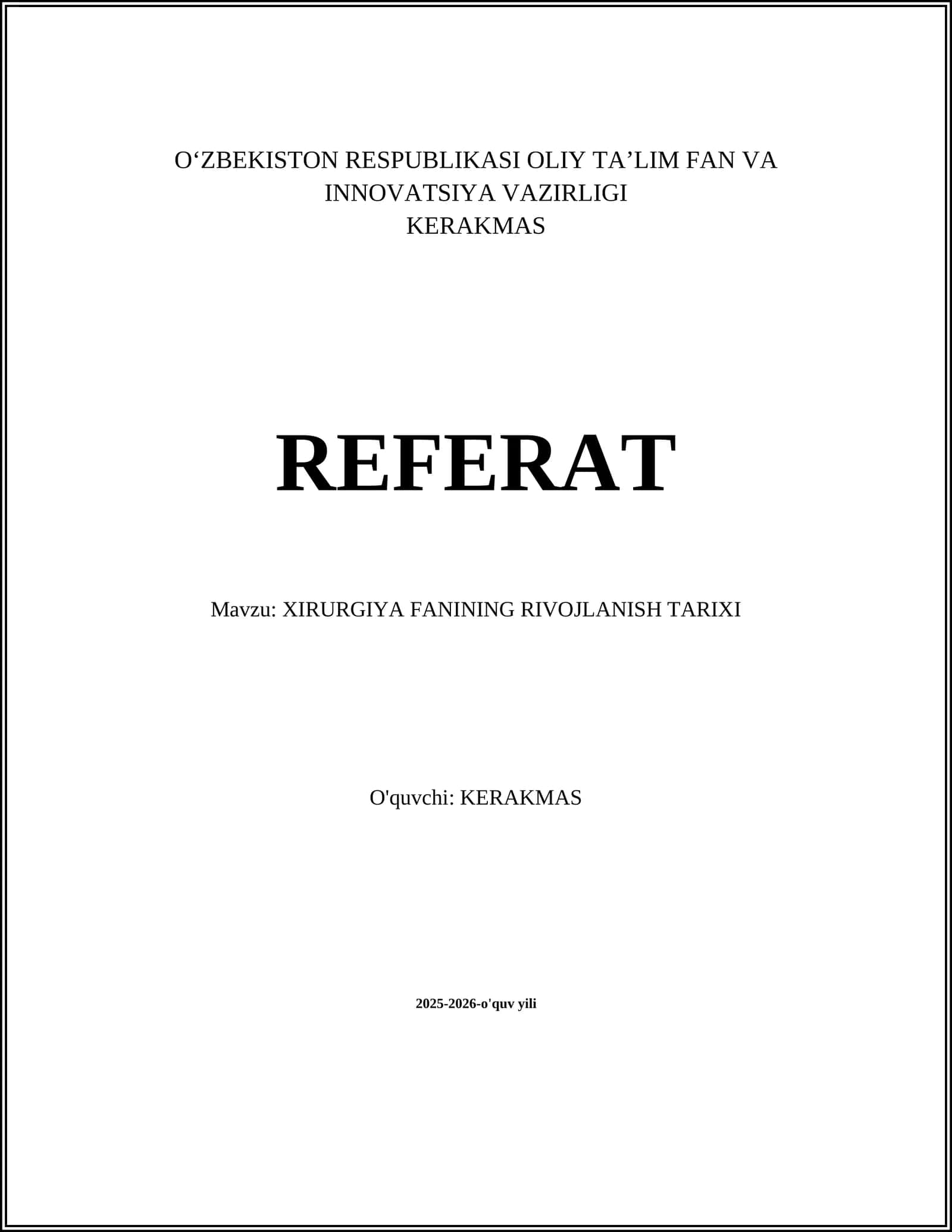 XIRURGIYA FANINING RIVOJLANISH TARIXI