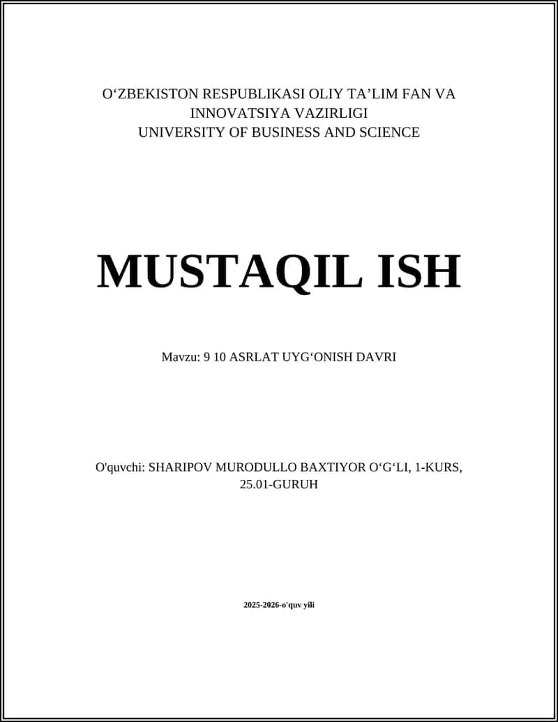 9 10 ASRLAT UYGʻONISH DAVRI
