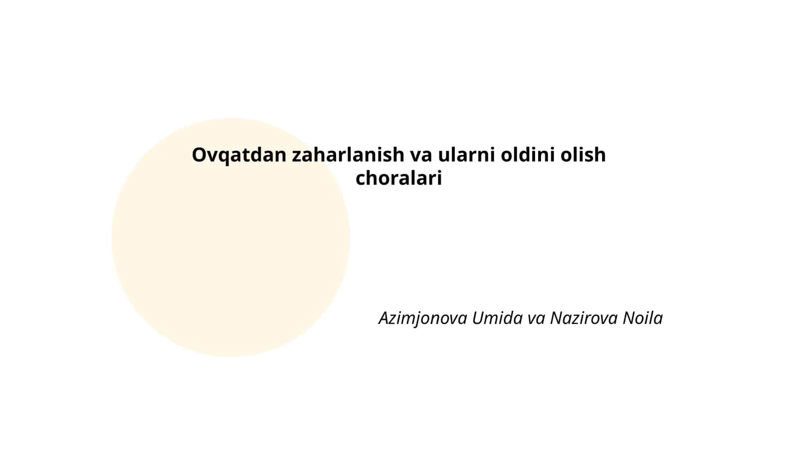 Ovqatdan zaharlanish va ularni oldini olish choralari