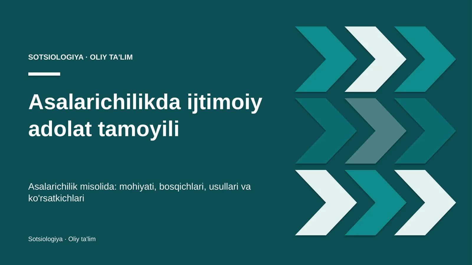 Asalarichilikda ijtimoiy adolat tamoyili