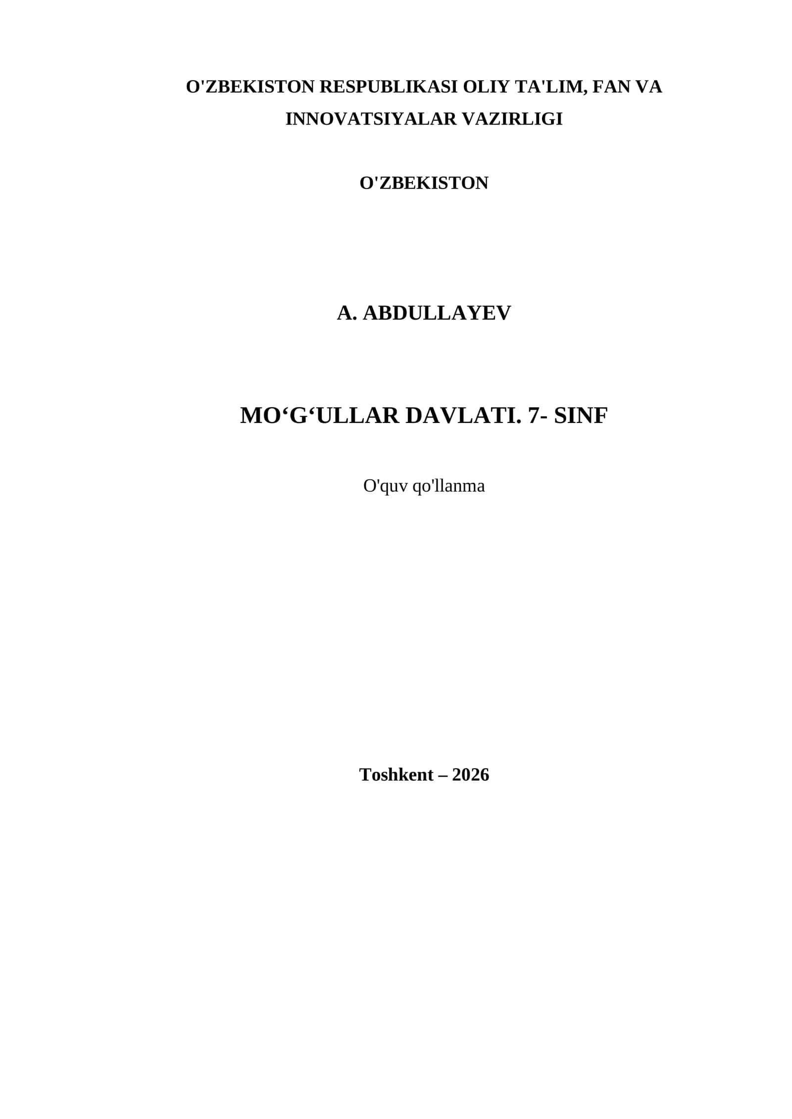 MO‘G‘ULLAR DAVLATI. 7- SINF
