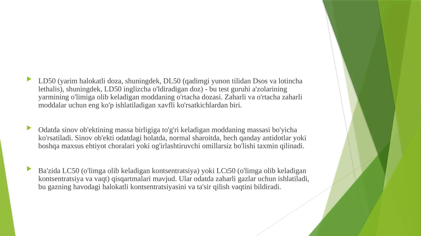 Ld50 (yarim halokatli doza) haqida
