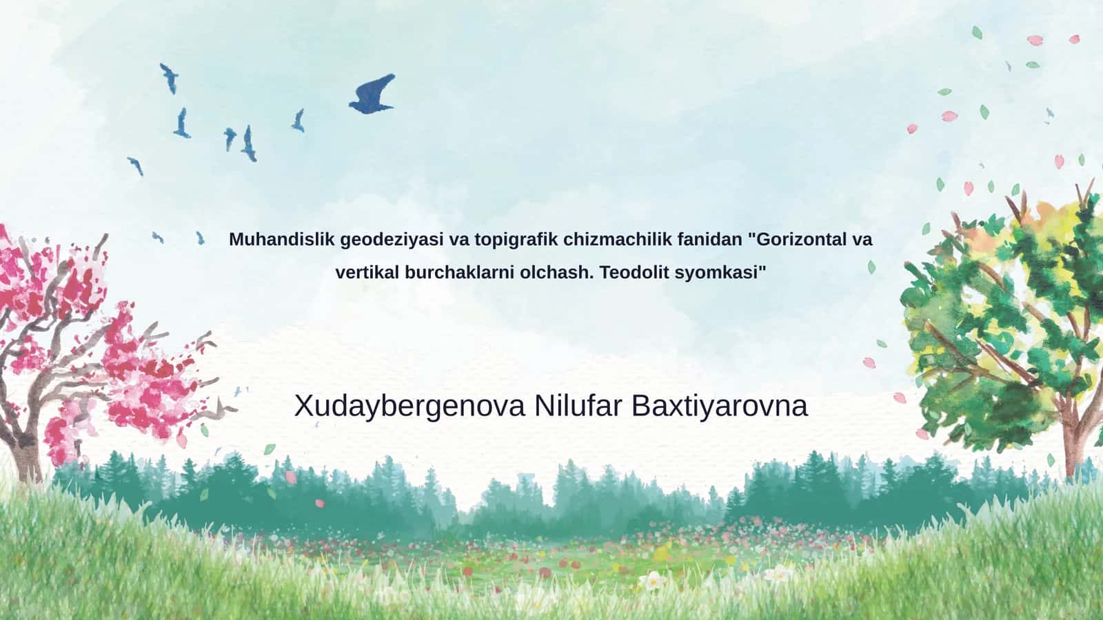 Gorizontal va vertikal burchaklarni olchash. Teodolit syomkasi