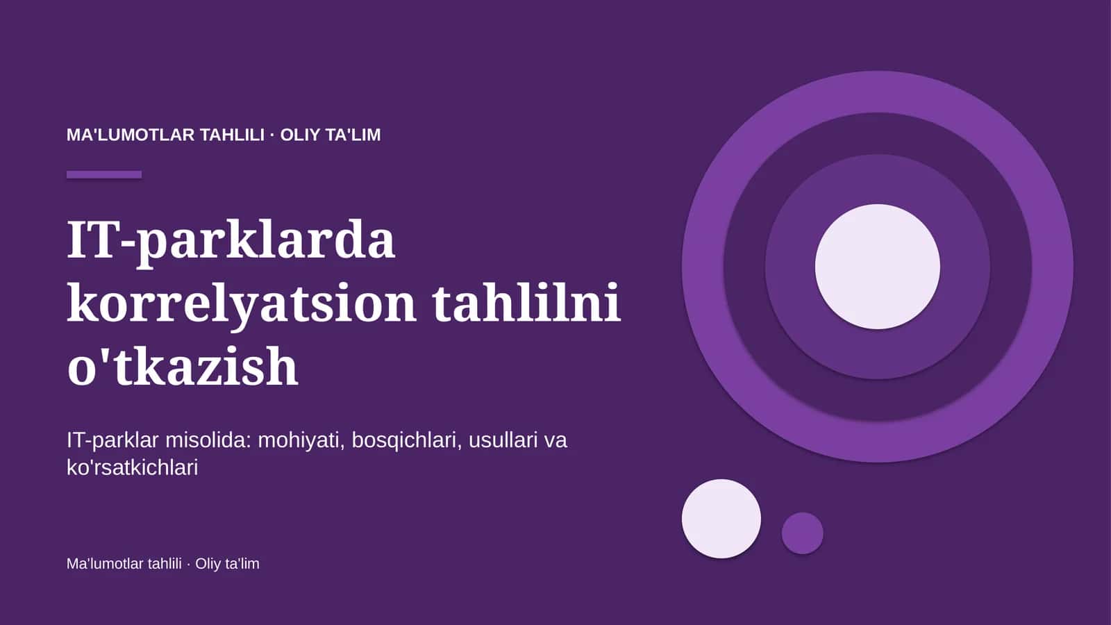 IT-parklarda korrelyatsion tahlilni o'tkazish