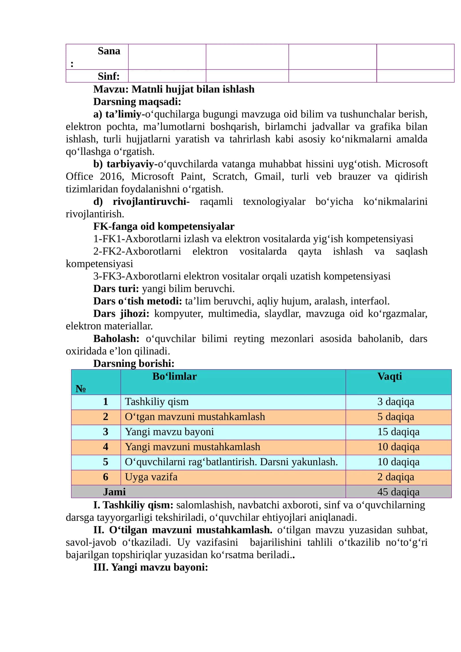 Matnli hujjat bilan ishlash