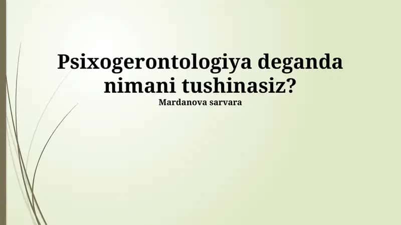 Psixogerontologiya
