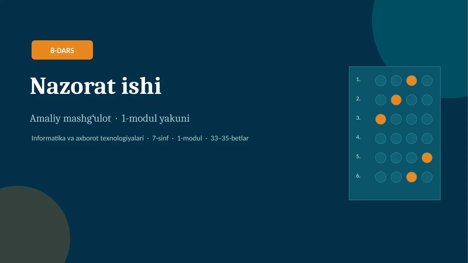 8-DARS Nazorat ishi