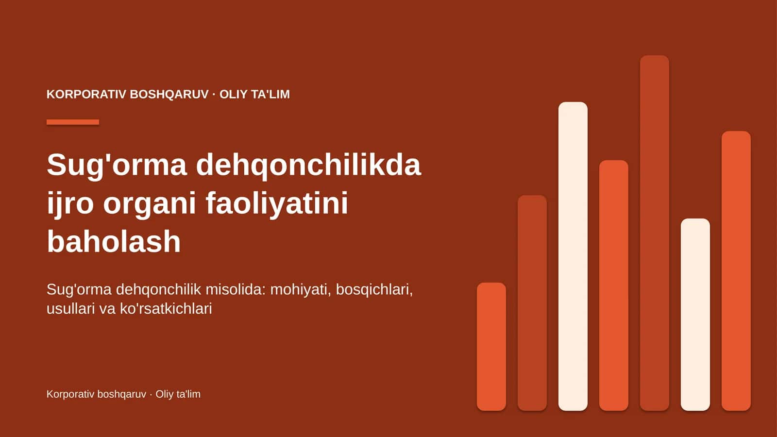 Sug'orma dehqonchilikda ijro organi faoliyatini baholash