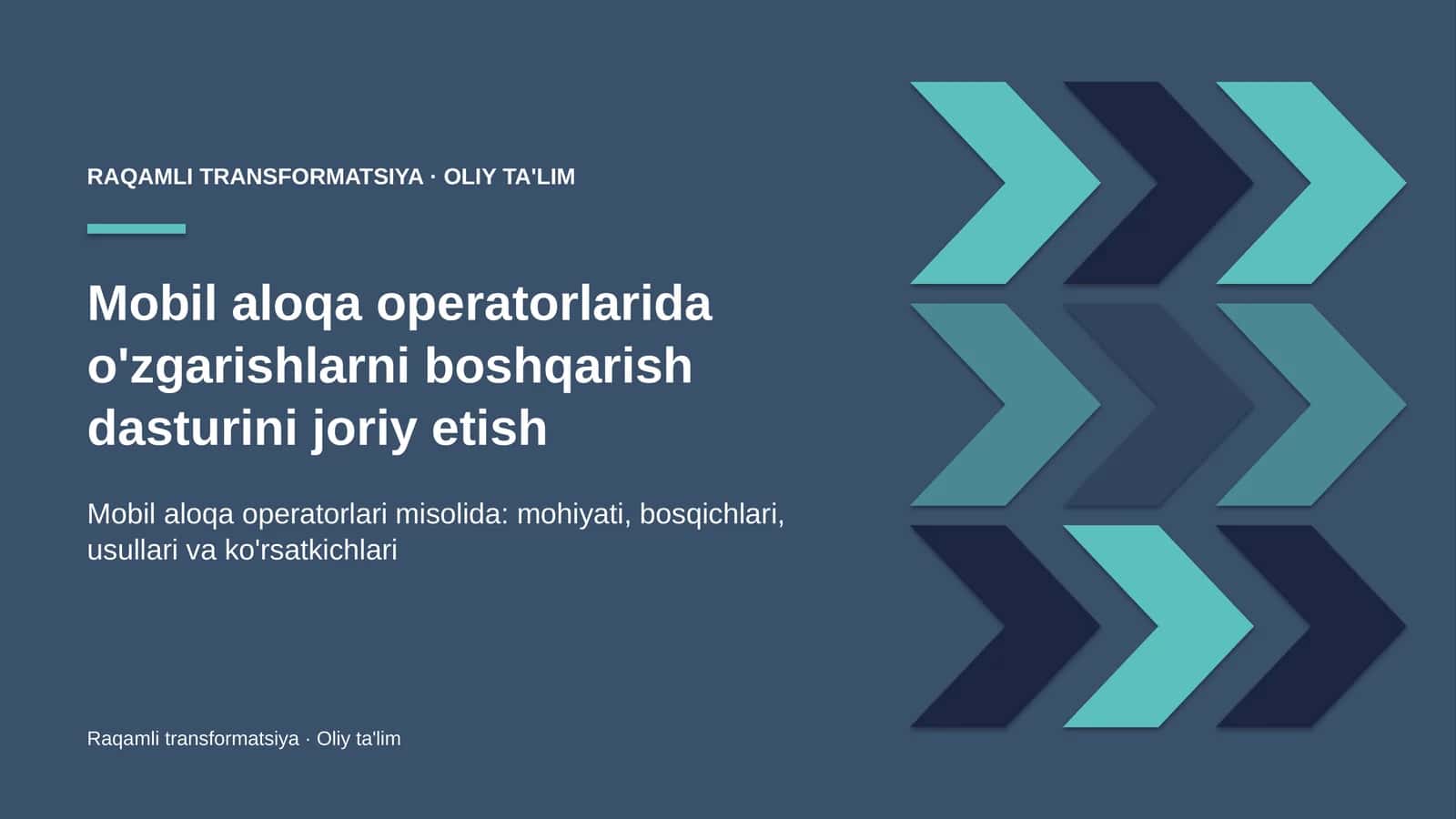 mobil aloqa operatorlarida o'zgarishlarni boshqarish dasturini joriy etish 6308