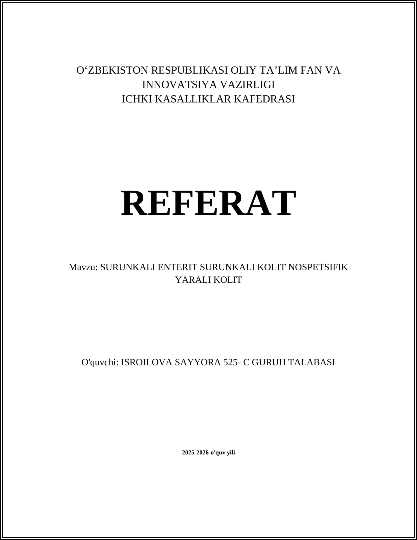 SURUNKALI ENTERIT SURUNKALI KOLIT NOSPETSIFIK YARALI KOLIT