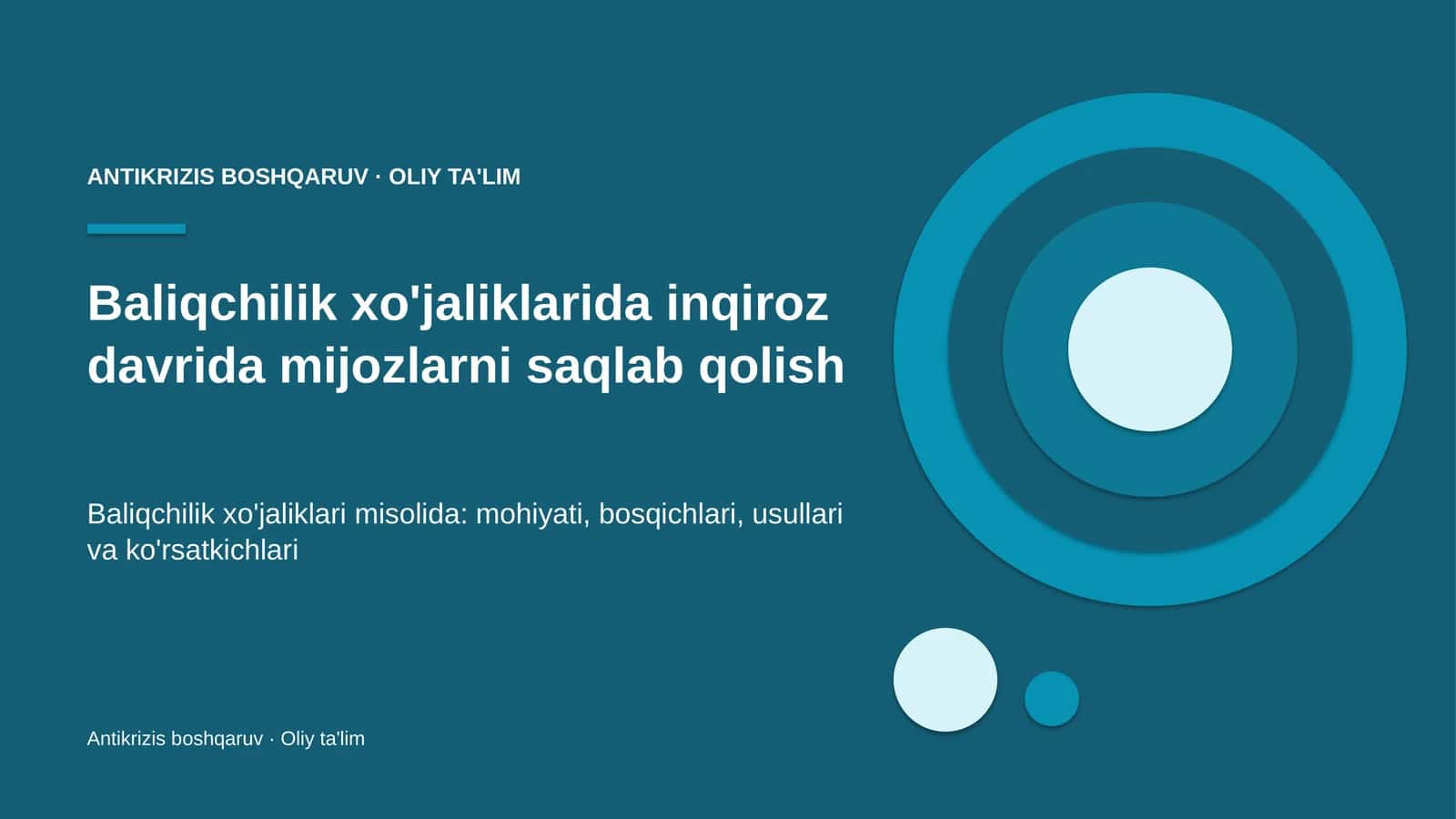 Antikrizis boshqaruv · Oliy ta'lim