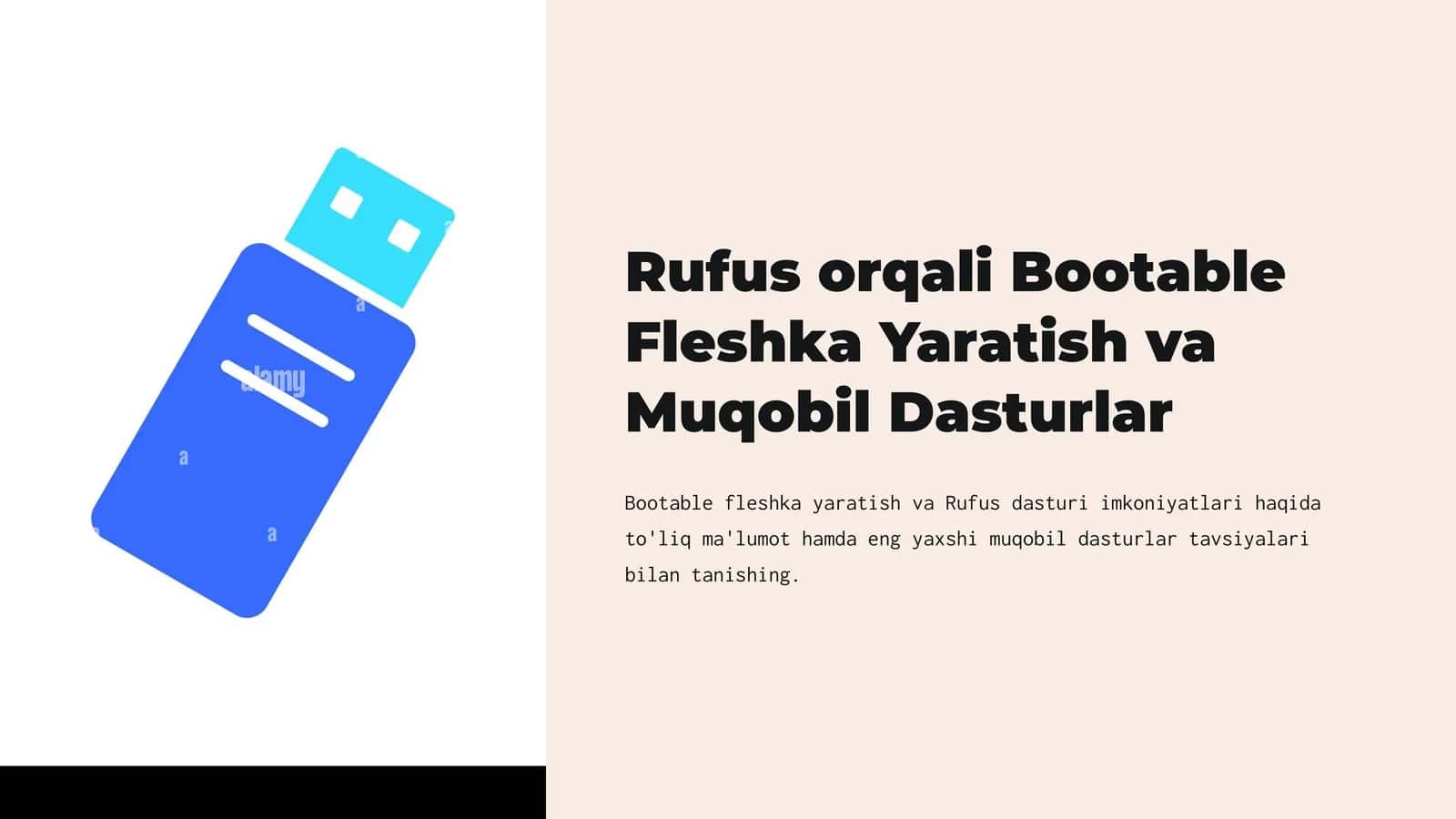Rufus orqali Bootable Fleshka Yaratish va Muqobil Dasturlar