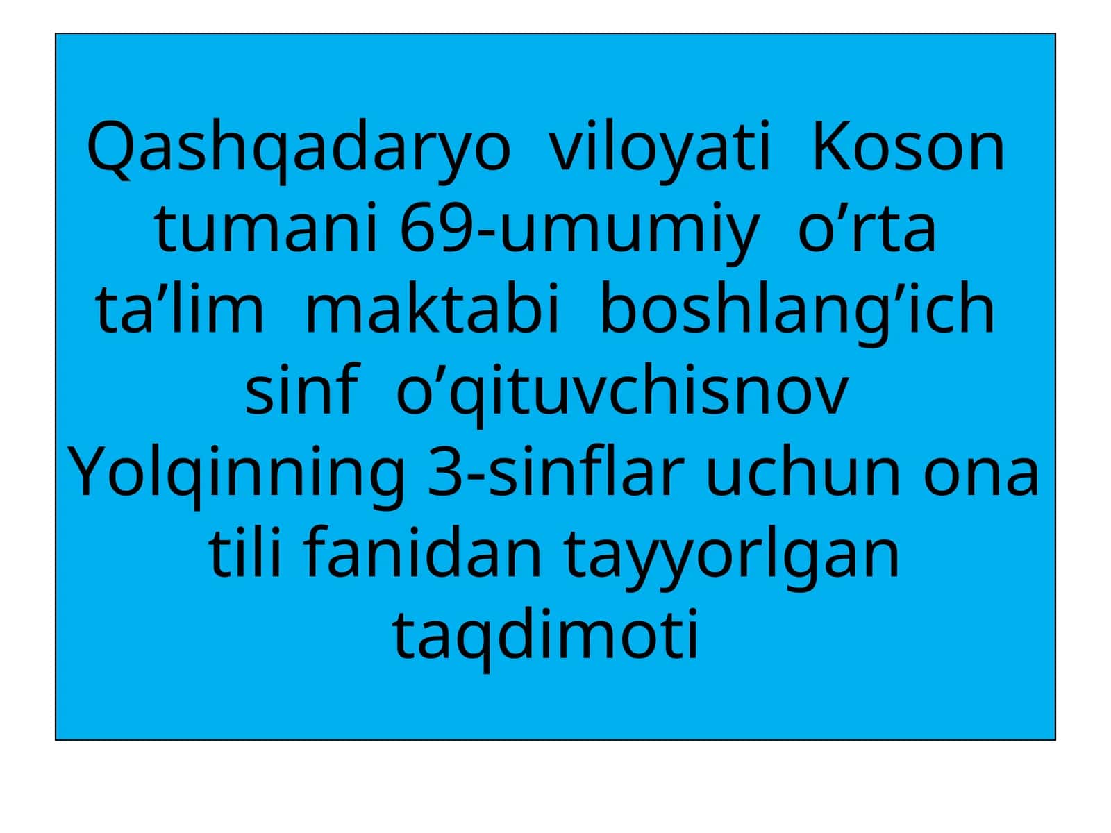 Ona tili fanidan taqdimot
