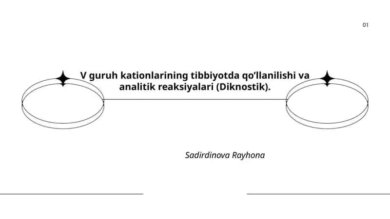V guruh kationlarining tibbiyotda qo’llanilishi va analitik reaksiyalari (Diknostik)