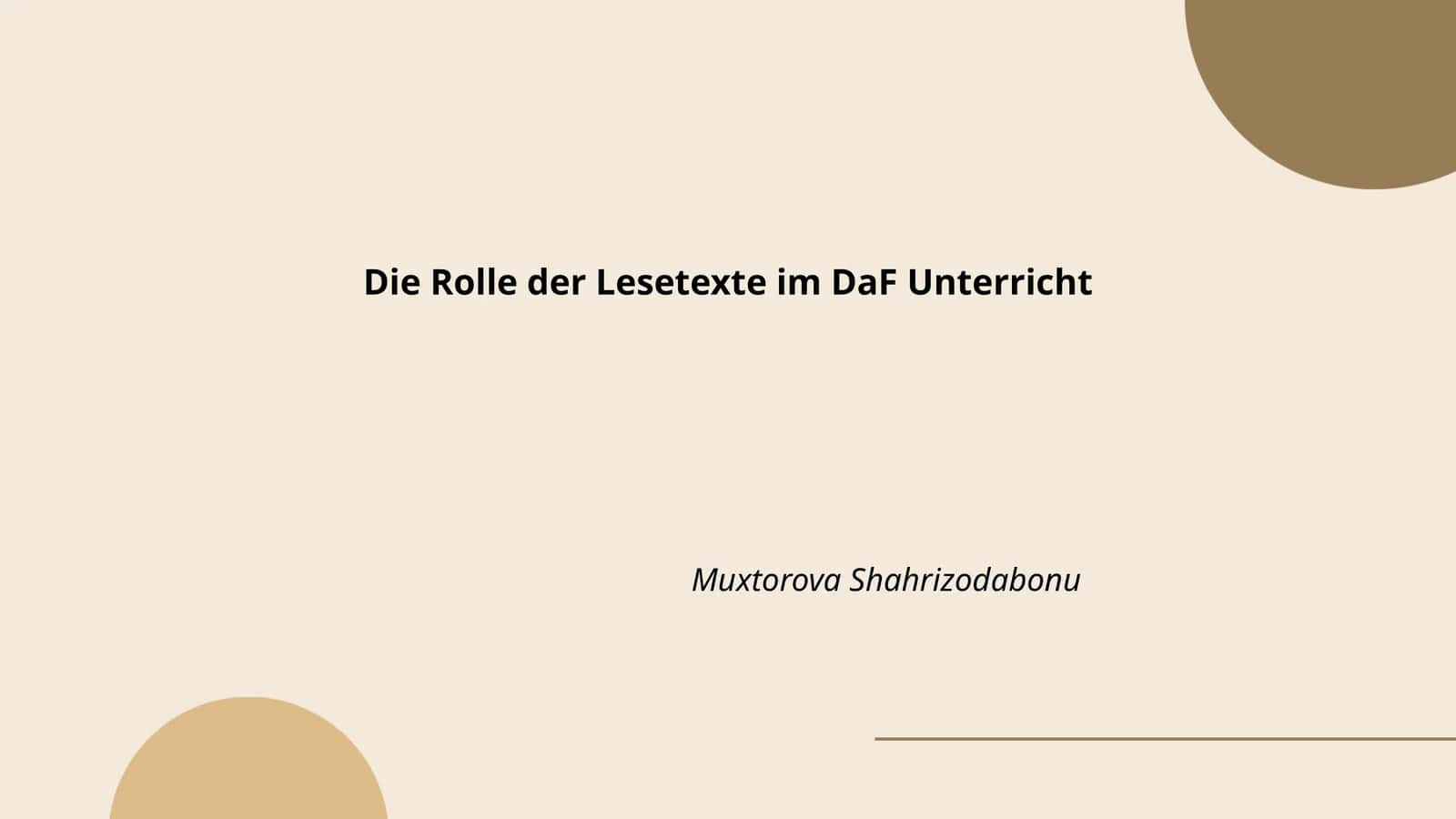 Die Rolle der Lesetexte im DaF Unterricht
