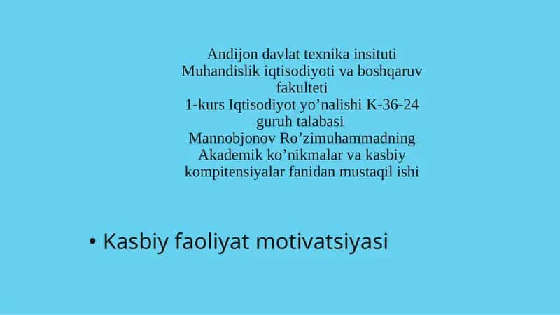 Kasbiy faoliyat motivatsiyasi