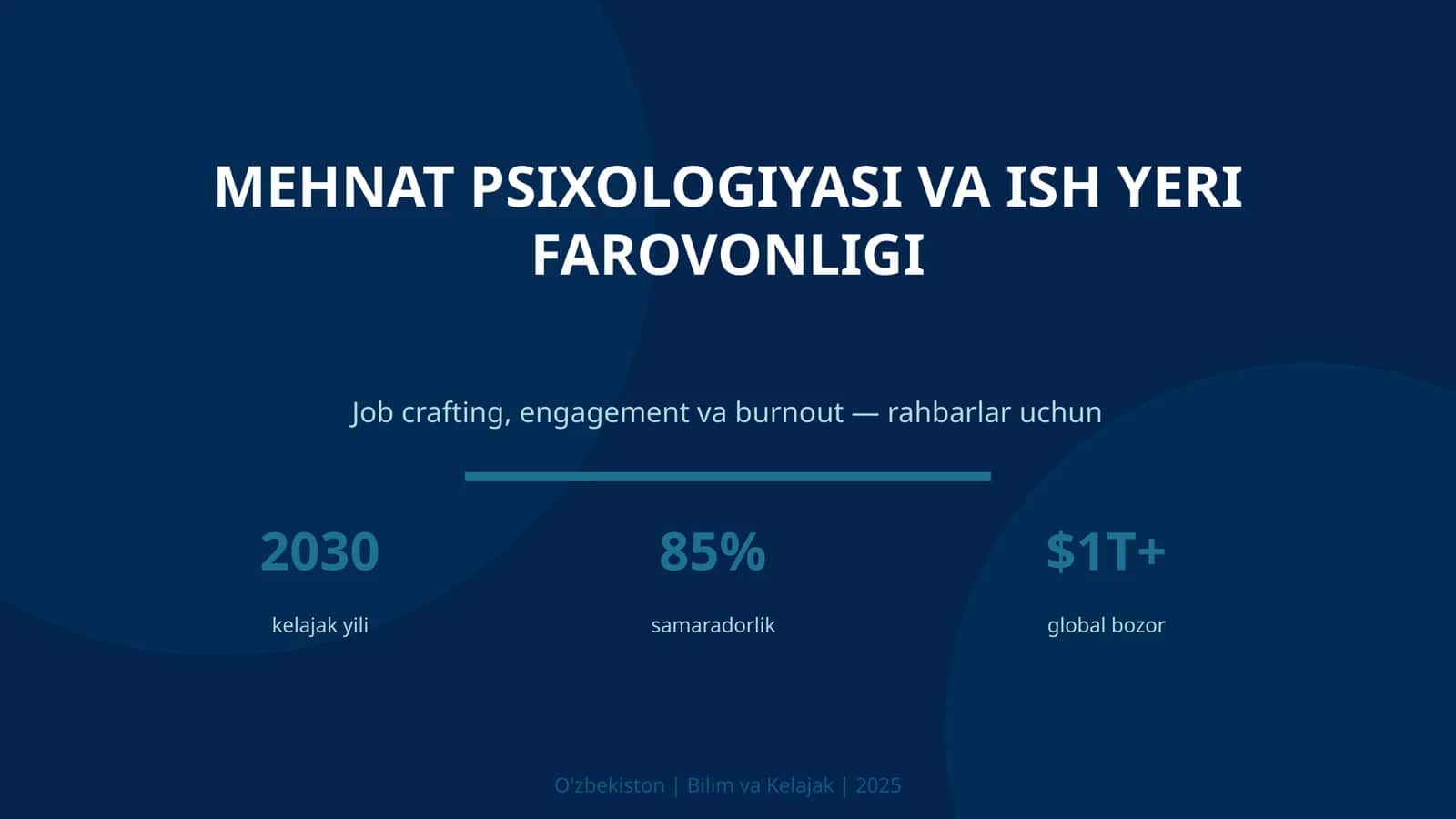 MEHNAT PSIXOLOGIYASI VA ISH YERI FAROVONLIGI