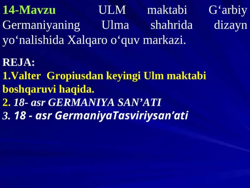 18-asr GERMANIYA SAN’ATI