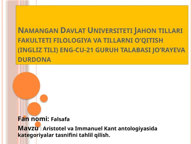 Aristotel va Immanuel Kant antologiyasi