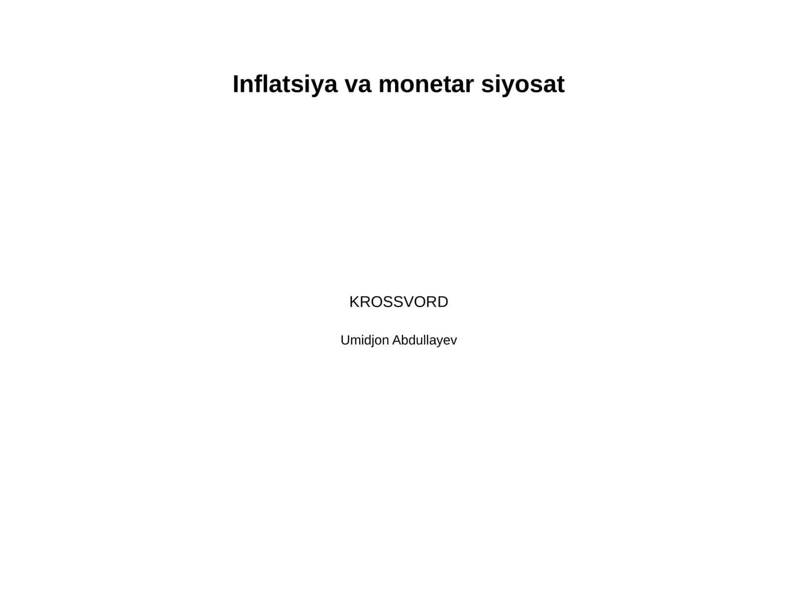 Inflatsiya va monetar siyosat