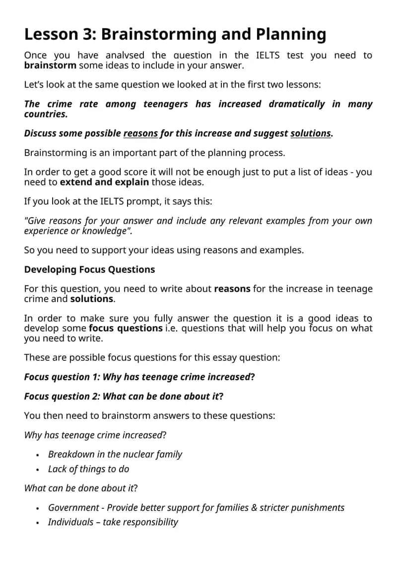Lesson 3: Brainstorming and Planning