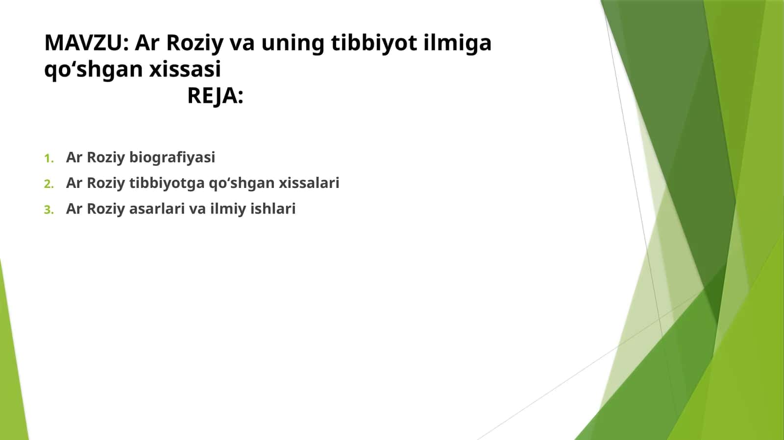 ArRoziy va uning tibbiyot ilmiga qoʻshgan xissasi