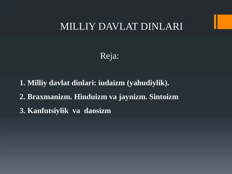 MILLIY DAVLAT DINLARI