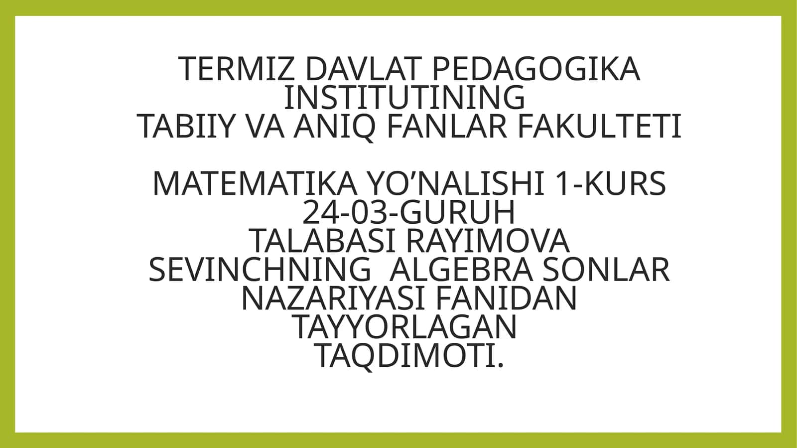UCHINCHI VA TO’RTINCHI TARTIBLI TENGLAMALAR