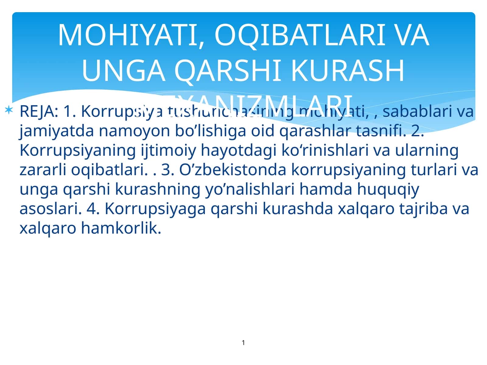 Korrupsiyaning Mohiyati, Oqibatlari va Ungan Qarshi Kurash