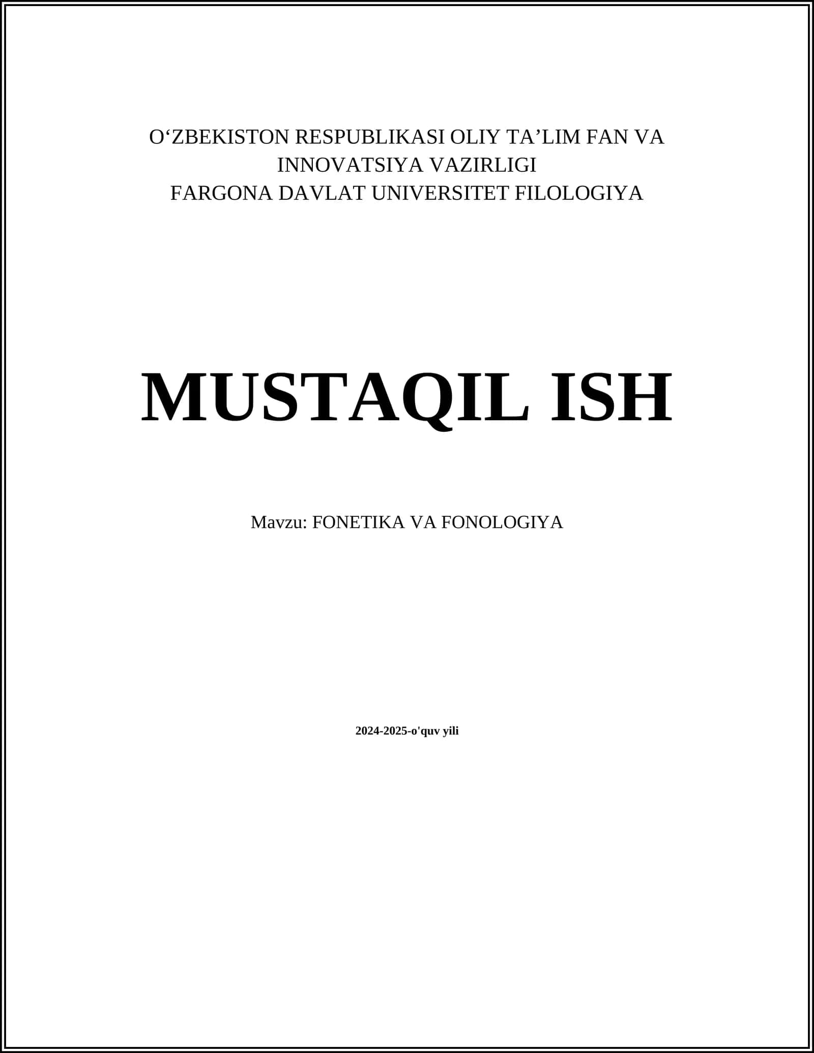 FONETIKA VA FONOLOGIYA
