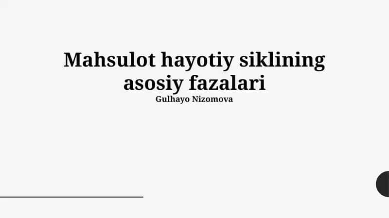 Mahsulot hayotiy siklining asosiy fazalari