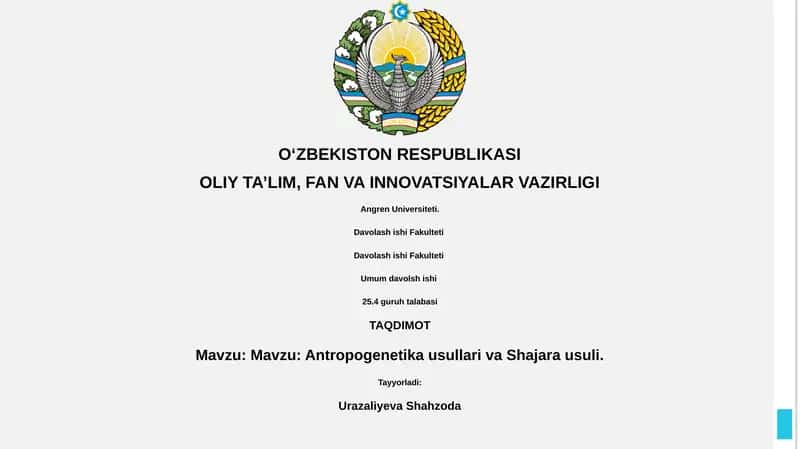 Antropogenetika usullari va Shajara usuli