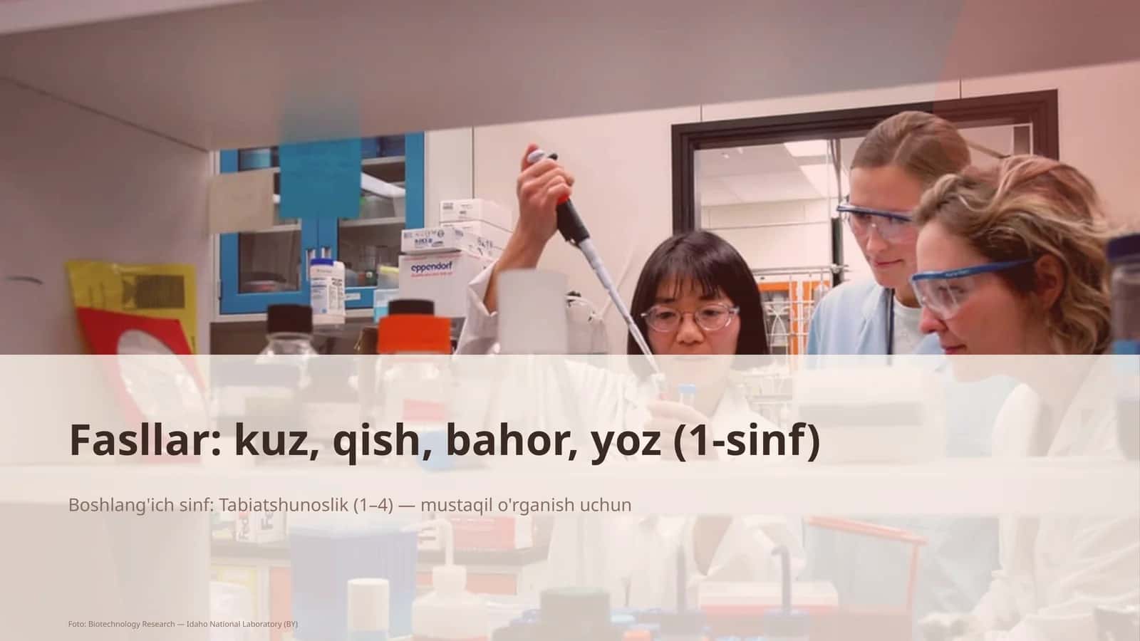 Fasllar: kuz, qish, bahor, yoz (1-sinf)