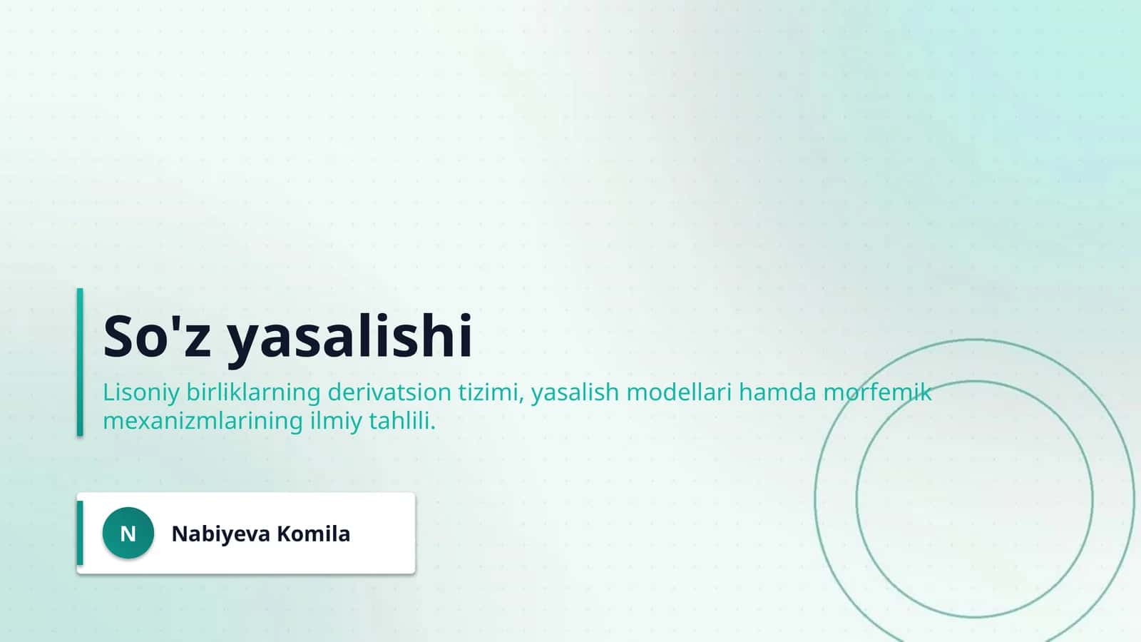 So'z yasalishi