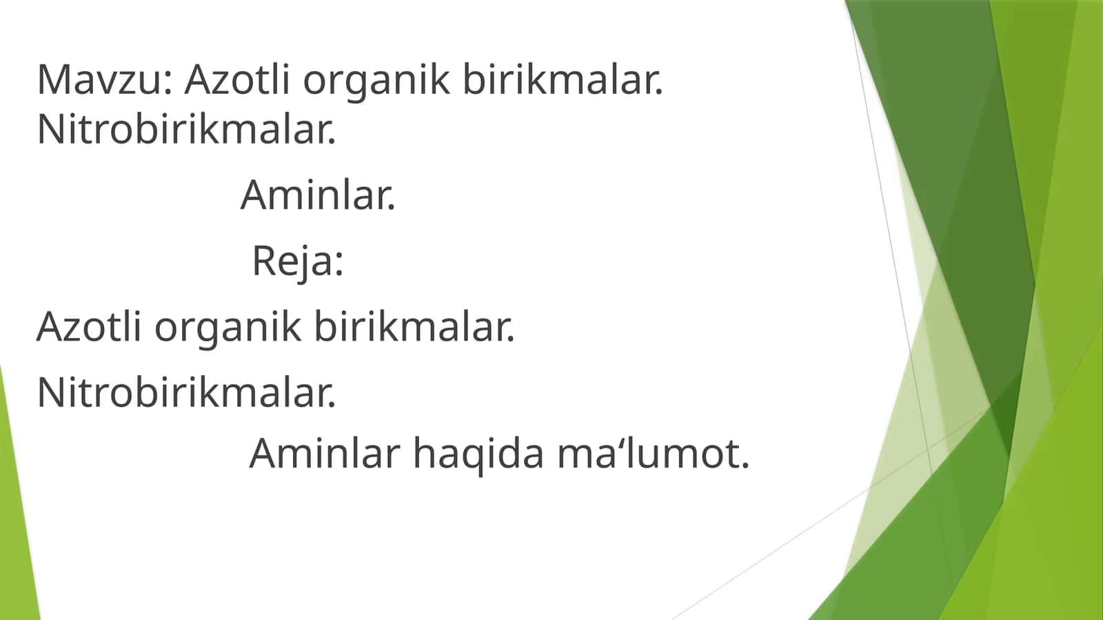 Azotli organik birikmalar. Nitrobirikmalar
